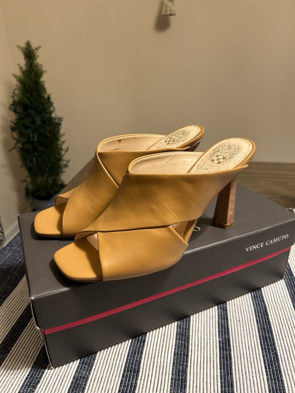Vince Camuto Yellow Leather Averessa Mule Heels